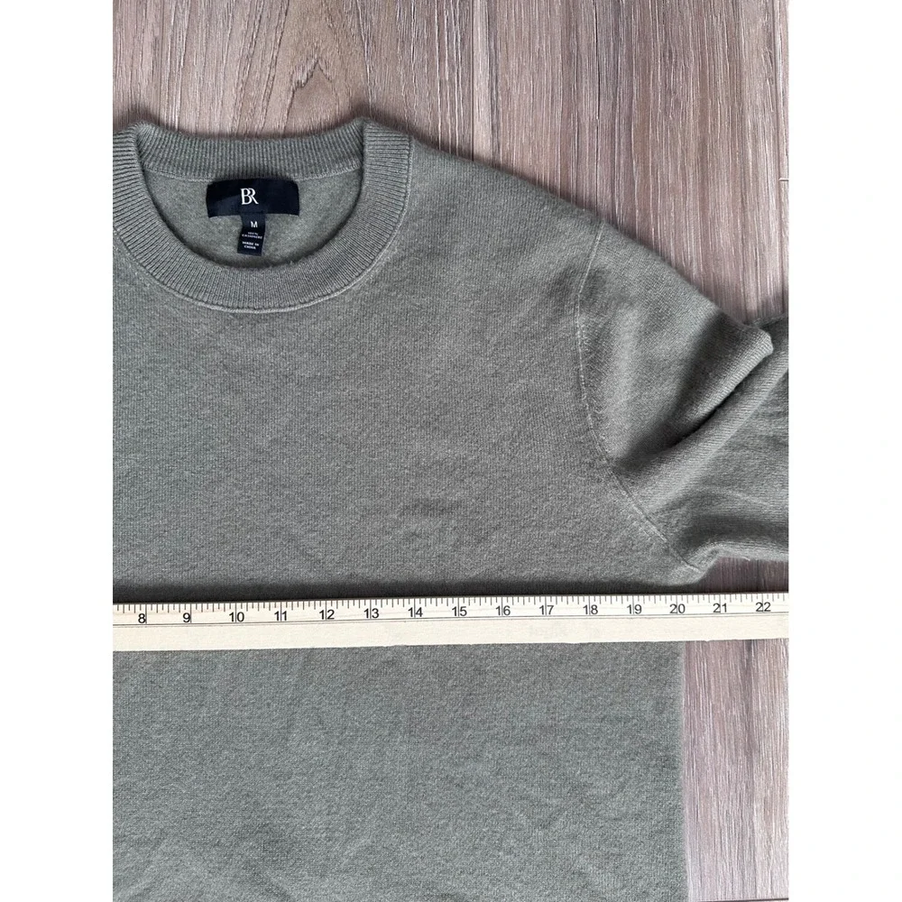 Banana Republic Mens 100% Cashmere Crew Neck Sweater M Olive Green Modern Preppy
